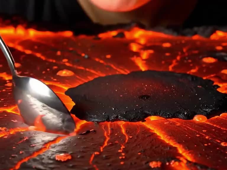 Lava Mukbang #oddlysatisfying #satisfying #mukbang #veo3 #lava #lavaasmr #asmr #slime