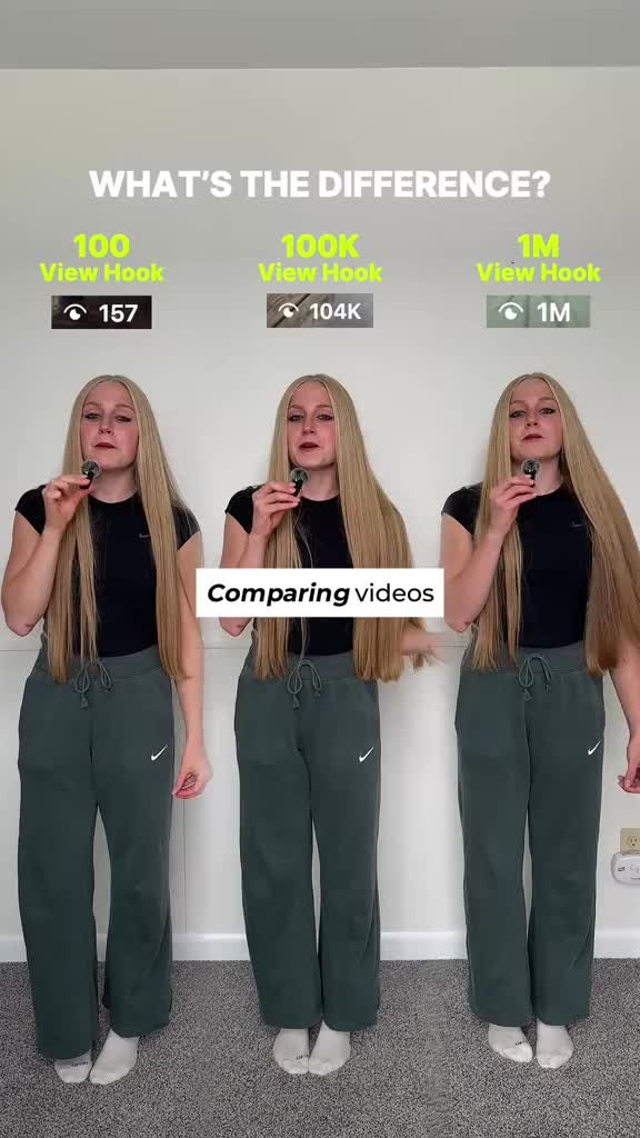 100 View v.s 100K View v.s. 1M View Hook 🧠 Follow for more social media marketing education! ✅