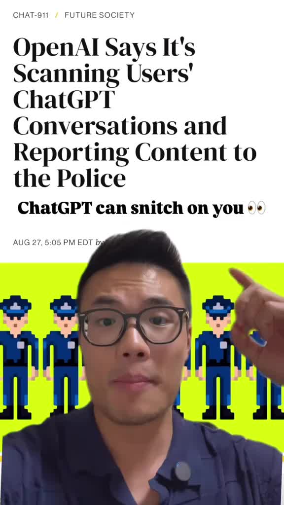 🚨 ChatGPT is now sending certain chats to the police! 🚨 Make sure you follow these 4 tips to stay protected. #ai #chat
