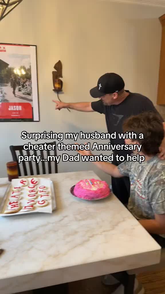 I think he loved it🥰 #cheater #husband #tinder #dad #anniversary