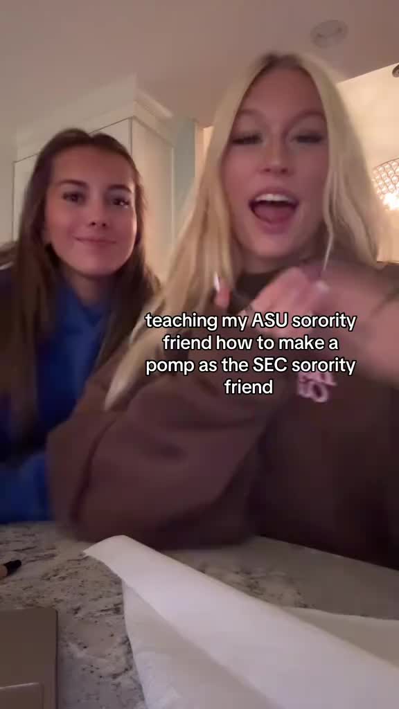 Teaching my non SEC sorority friend how to pomp LOL #sorority #sec #asu #greeklife #bama @lils