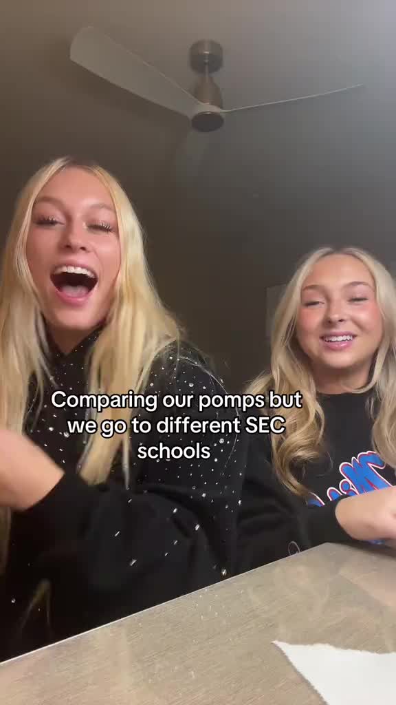 Comparing our pomps 🎉🎉🎉🎉 who’s was better hoodie from @aelfriceden_official code rispriv25 #sec #sorority #bama #ole