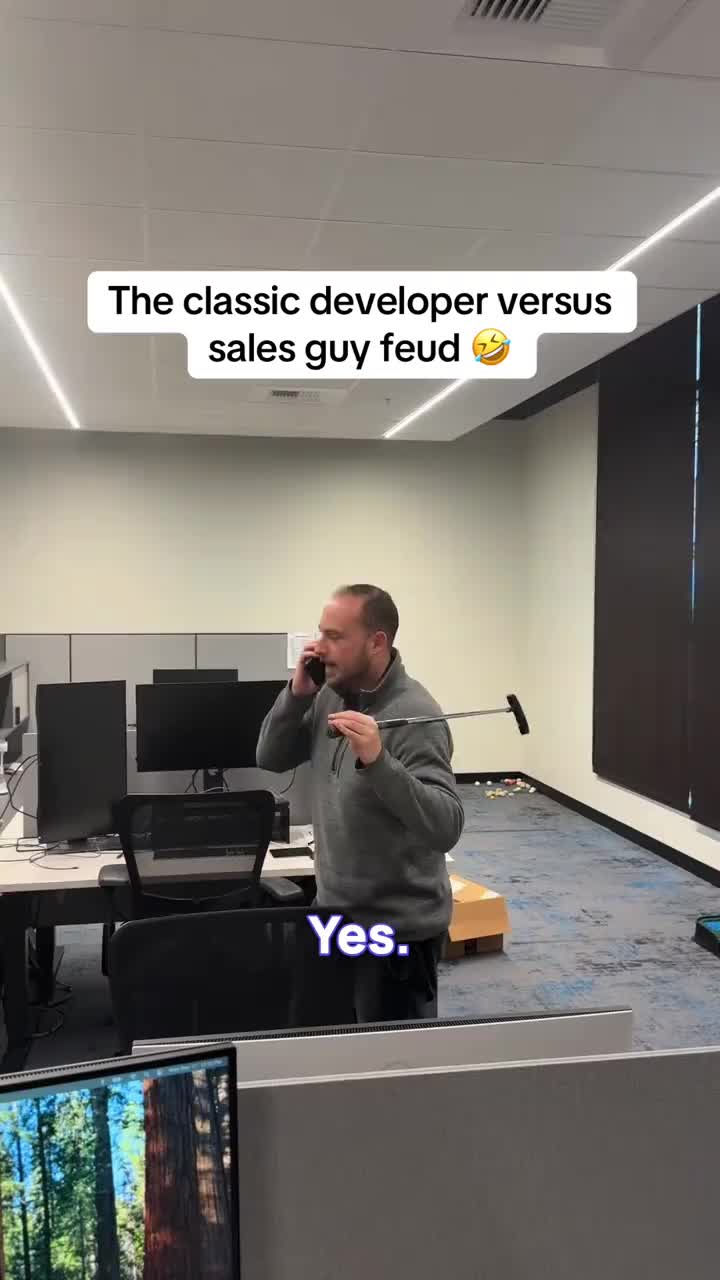 Cmon Leslie, of course it will be ready by Friday 😅 #tech #codingmemes #developermemes #programminghumor #developerhumo