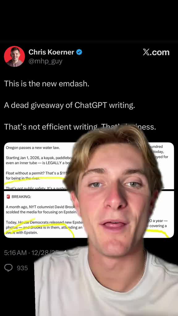 Is this the new em dash? 👇 Here’s how you can tell if something was written by AI/ChatGPT: If you see similar wording t