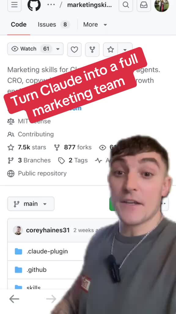 Claude can now become your marketing team. This GitHub repo lets you copy-paste marketing agents (skills) directly into 