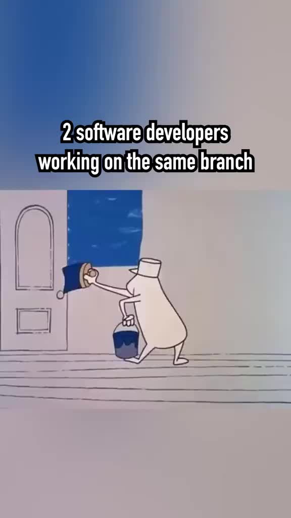Or these days you could say, "2 Al agents working on the same feature" #softwareengineer #programming #javascript