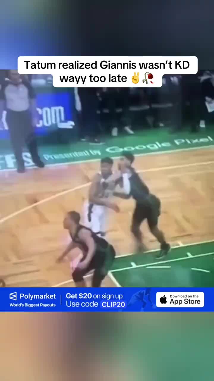 Tatum realized Giannis wasn’t KD wayy too late ✌️🥀 Get $20 on Polymarket app with code CLIP20 #milwaukeebucks #NBA #fyp