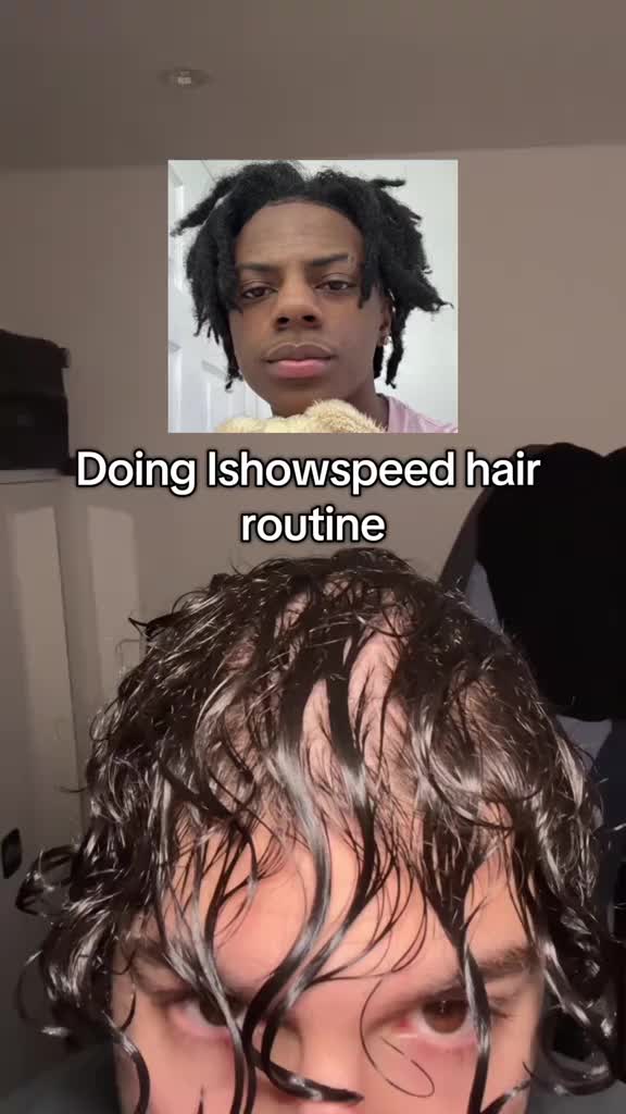 Ishowspeed gives hair routine… #curlyhair #curls #routine #lowdensity #fyp