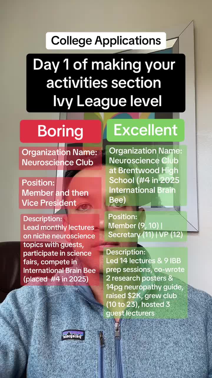 Day 1 of transforming your activity section for college apps to get you into your dream college . . . #collegeapps #coll