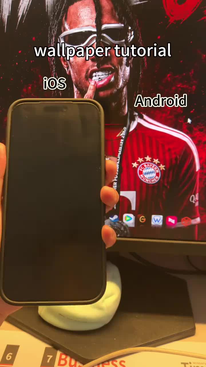 Go to the "SSME" app, search for 0216 and download the same wallpaper.  Mbappe Olise Dembele wallpaper tutorial Mbappe O
