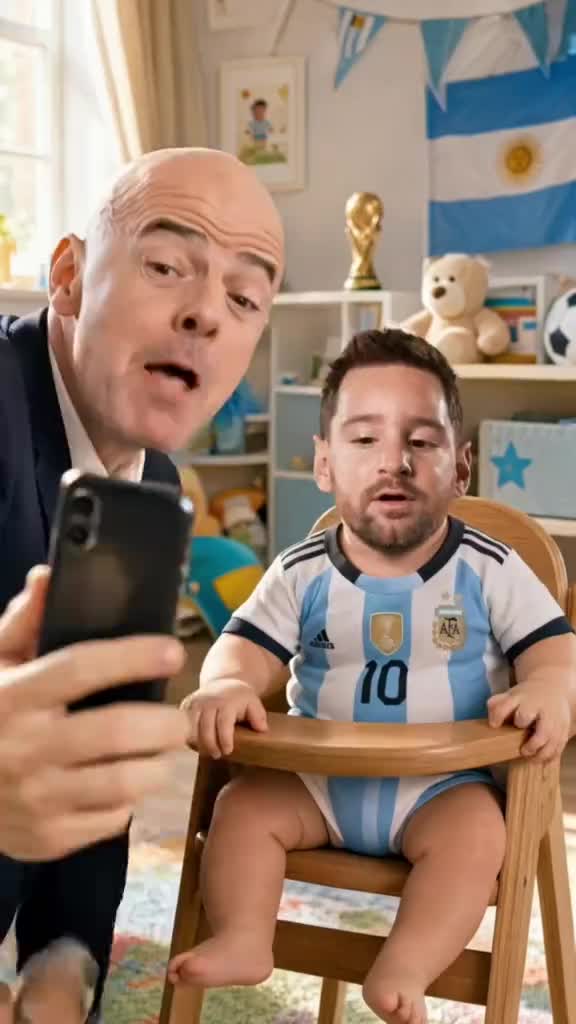 Baby Messi’s first word is exactly what you expect: PENALTY! 😭🏆 Infantino’s golden child is taking over the daycare!