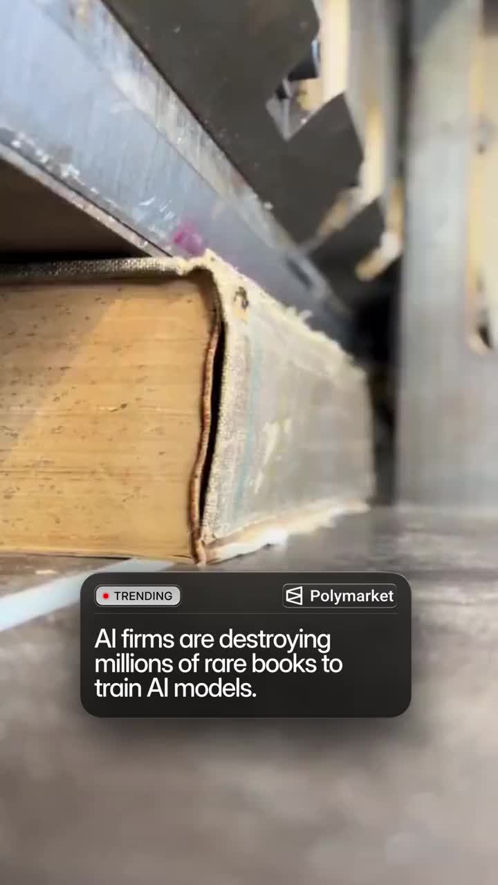 AI companies are reportedly buying millions of physical books, cutting them apart, scanning every page and pulping the r