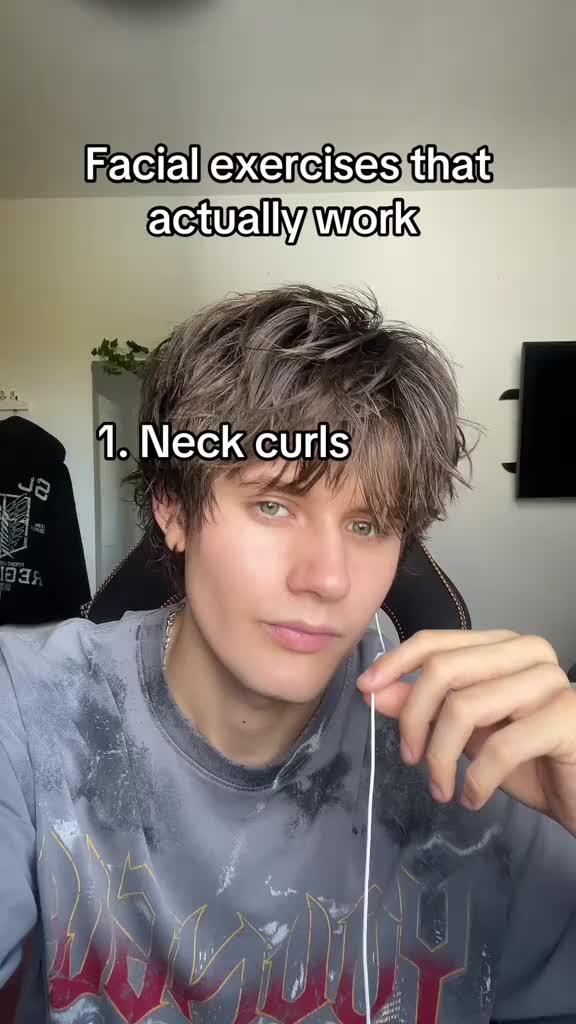 Facial exercises that actually work || 1. Neck curls 2. Chin tucks 3. BS💀🔨 4. Mewing || #nttimon #fy #GlowUp #facialex