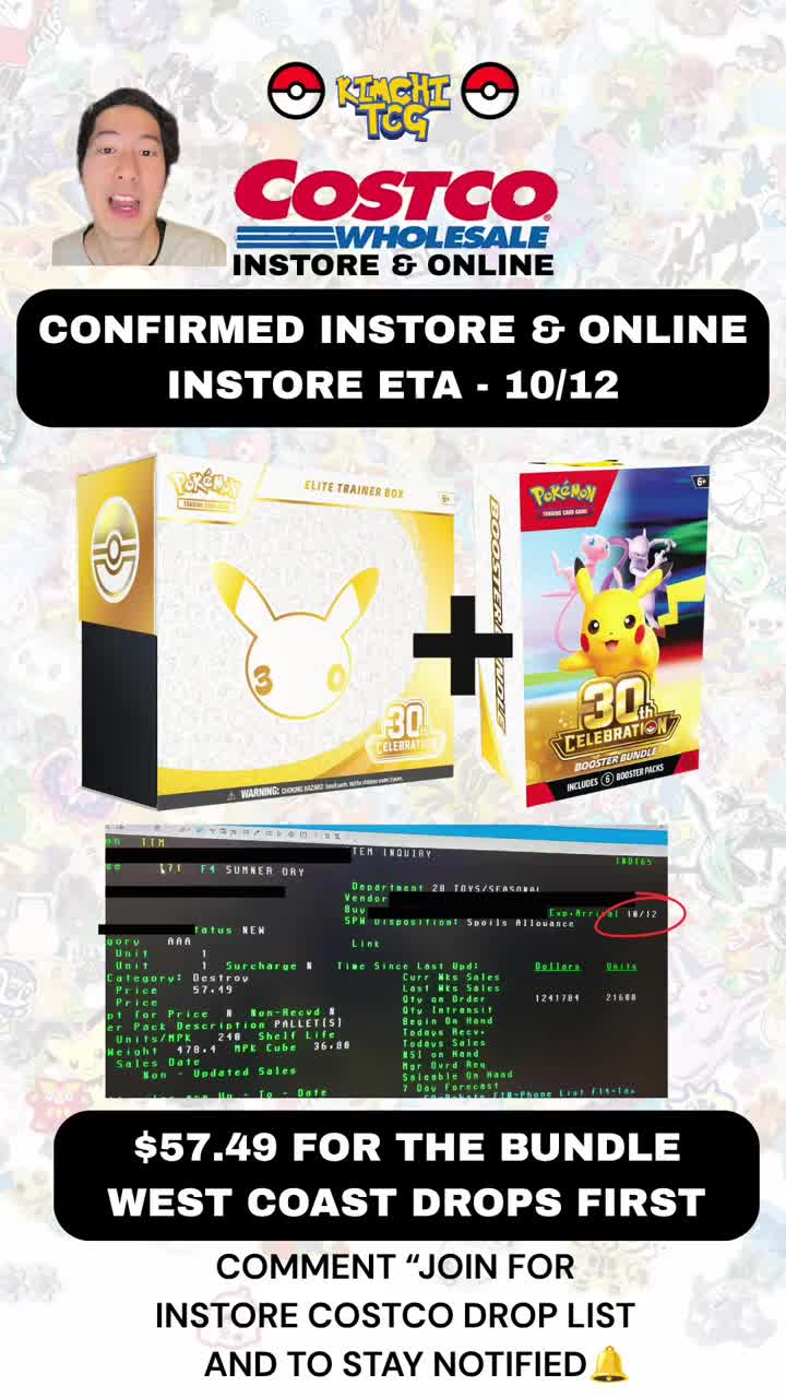 CONFIRMED COSTCO DROP FOR 30TH ETB AND BOOSTER BUNDLE 🔥 #pokemon #pokemoncards #pokemontcg #pokemoncommunity #pokemonti