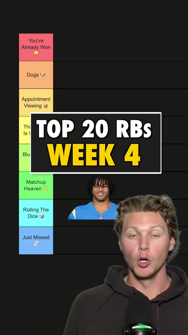 Top 20 Fantasy Running Backs Week 4 🏈 Omarion Hampton, Cam Skattebo, David Montgomery Braelon Allen, Javonte Williams,