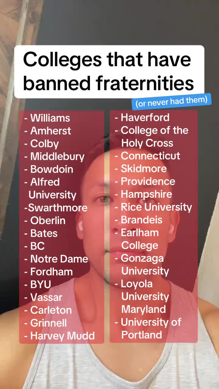 Colleges that have banned fraternities (or never had them) . . . . . #collegeapps #collegeadmissions #highschool #senior