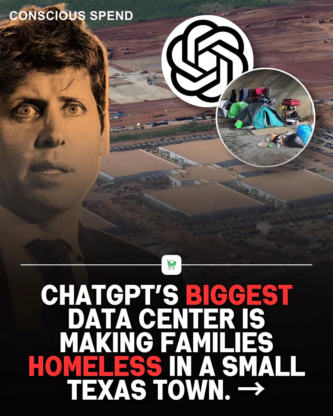 ChatGPT's biggest data center is making families homeless in a small Texas town. In January 2025, OpenAI, Oracle and Sof